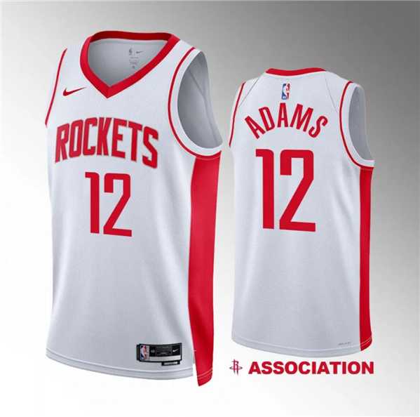 Mens Houston Rockets #12 Steven Adams White Association Edition Stitched Jersey Dzhi
